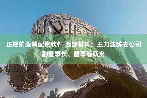正规的股票配资软件 西部材料：王力波辞去公司副董事长、董事等职务