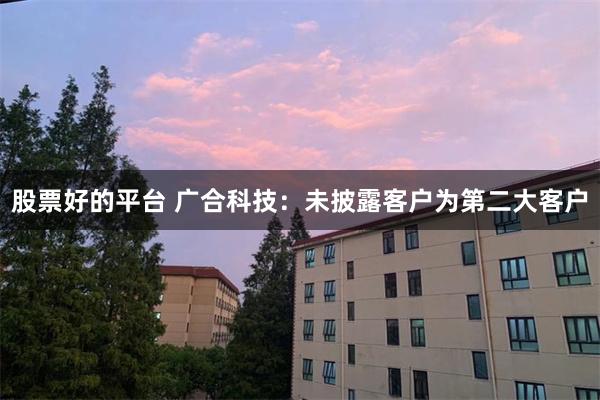 股票好的平台 广合科技：未披露客户为第二大客户