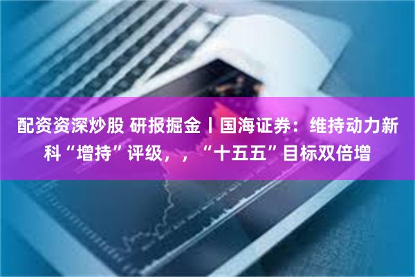 配资资深炒股 研报掘金丨国海证券：维持动力新科“增持”评级，，“十五五”目标双倍增