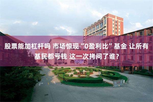股票能加杠杆吗 市场惊现“0盈利比”基金 让所有基民都亏钱 这一次拷问了谁？